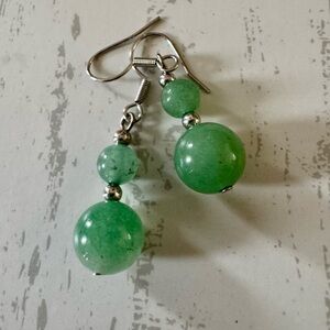 Green Jade Dangle Earrings